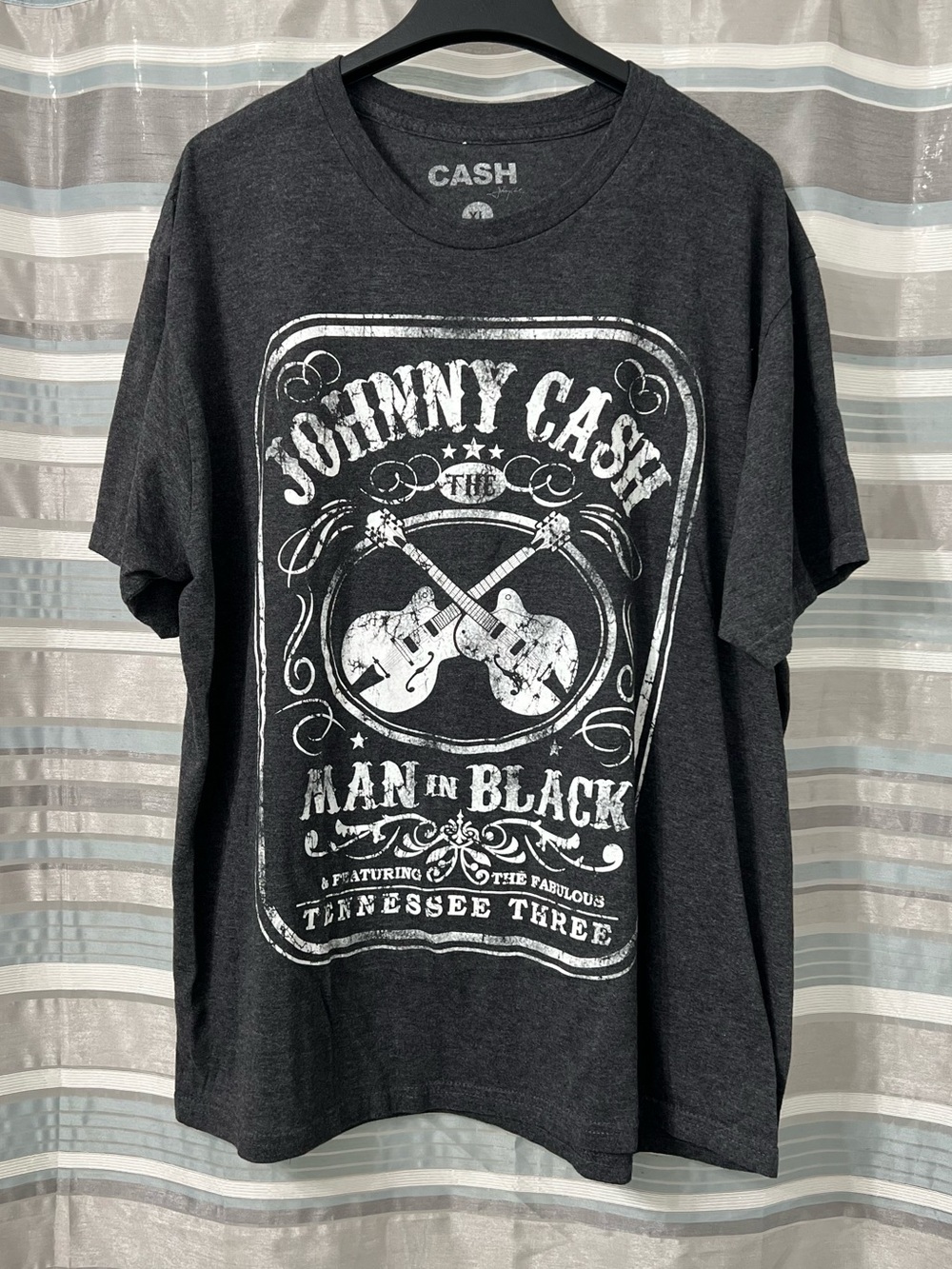 Johnny Cash “Man in Black” Distressed Graphic Gray T-Shirt